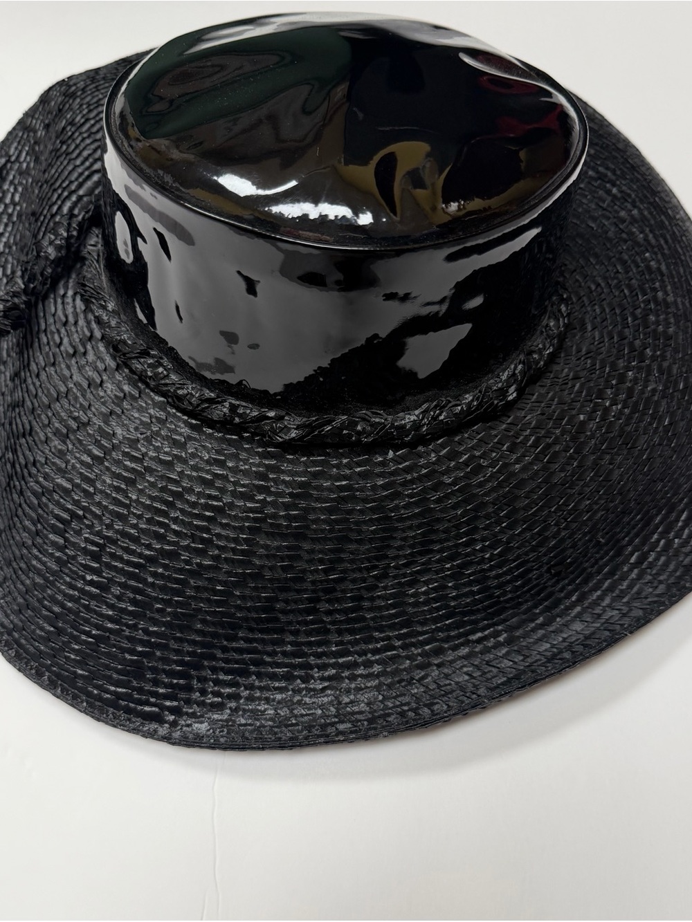Saks Fifth Avenue  I gave Black Straw Hat with Hot Pink Lining